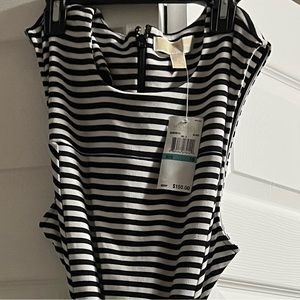 Michael Kors Black and White Striped Dress